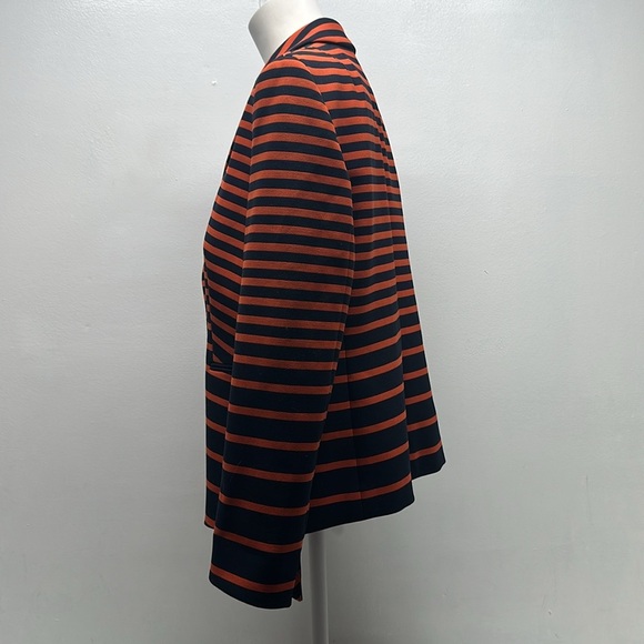 Akris Punto Blazer Jacket Heavyweight Coat Button Down Striped Orange Blue US 12 - Picture 6 of 11